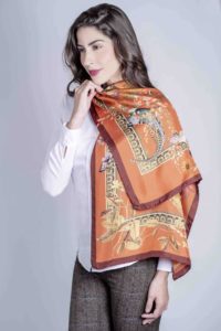 SABRINA Rust 100% Italian silk scarf
