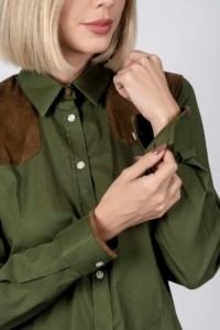 ADRIAN luxury cotton Shooting Shirt 3 ADRIAN Green tucked