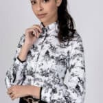 LAYLA B/W Hunting luxury cotton satin shirt with Lycra
