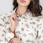 LAYLA Flying Ducks luxury cotton satin shirt with LYCRA