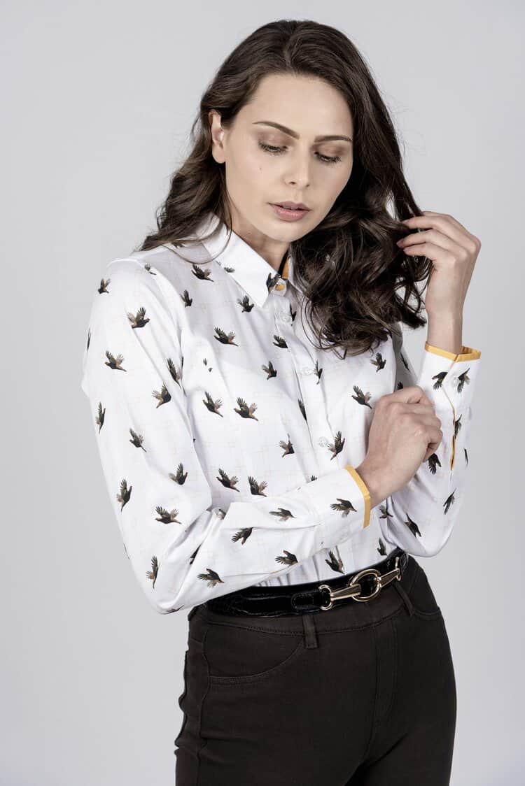 LAYLA Grouse luxury cotton satin shirt with LYCRA