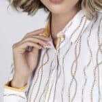 LAYLA White Pearls luxury cotton satin shirt with LYCRA