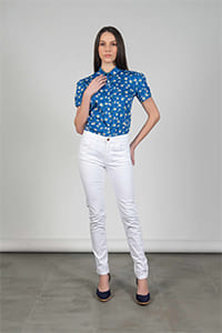 LUNA Blue Bandana luxury short sleeve shirt with Lycra