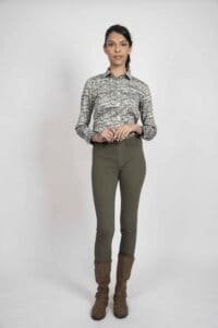 LAYLA Green Guinea Fowl camouflage luxury cotton satin shirt with Lycra