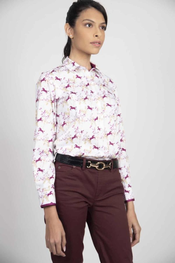 LAYLA Wild Horses luxury cotton satin shirt with Lycra