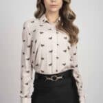 LYDIA Beige Dachshund luxury viscose shirt