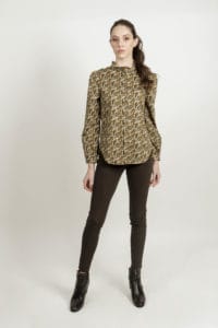 MALU Paisley Fox frill-neck luxury blouse