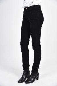 ROSIE - Luxury Stretch Needlecord Jeans 2 lady wearing black needle jeans