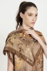 SABRINA 100% Italian silk scarf - TAUPE