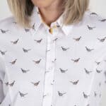LAYLA Black & Colourful Pheasants luxury cotton shirt with LYCRA