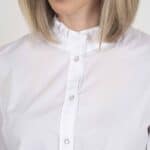 MALU Plain White frill-neck luxury blouse