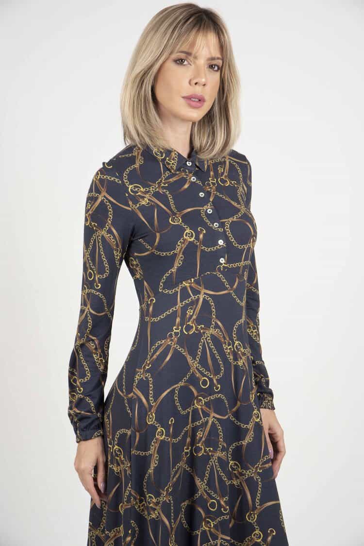 SOPHIE Navy Horse Chains dress