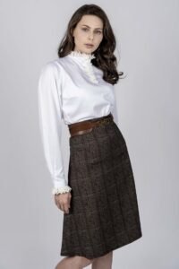 TRACEY White Frill luxury cotton satin shirt