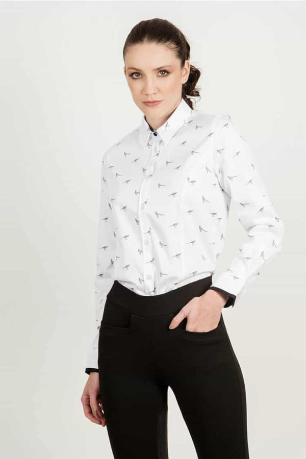 LAYLA Black Pheasants luxury cotton shirt with LYCRA