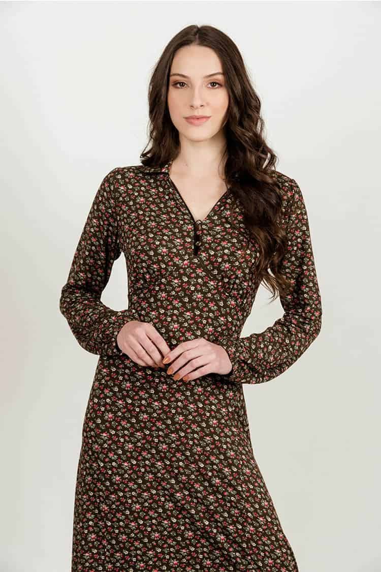 SALLY Ditsy Brown dress (short)