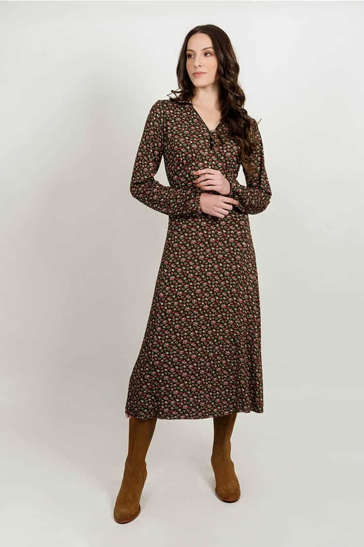 SALLY Ditsy Brown dress (short)