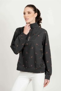 SUZY Navy Pheasants cotton sweatshirt