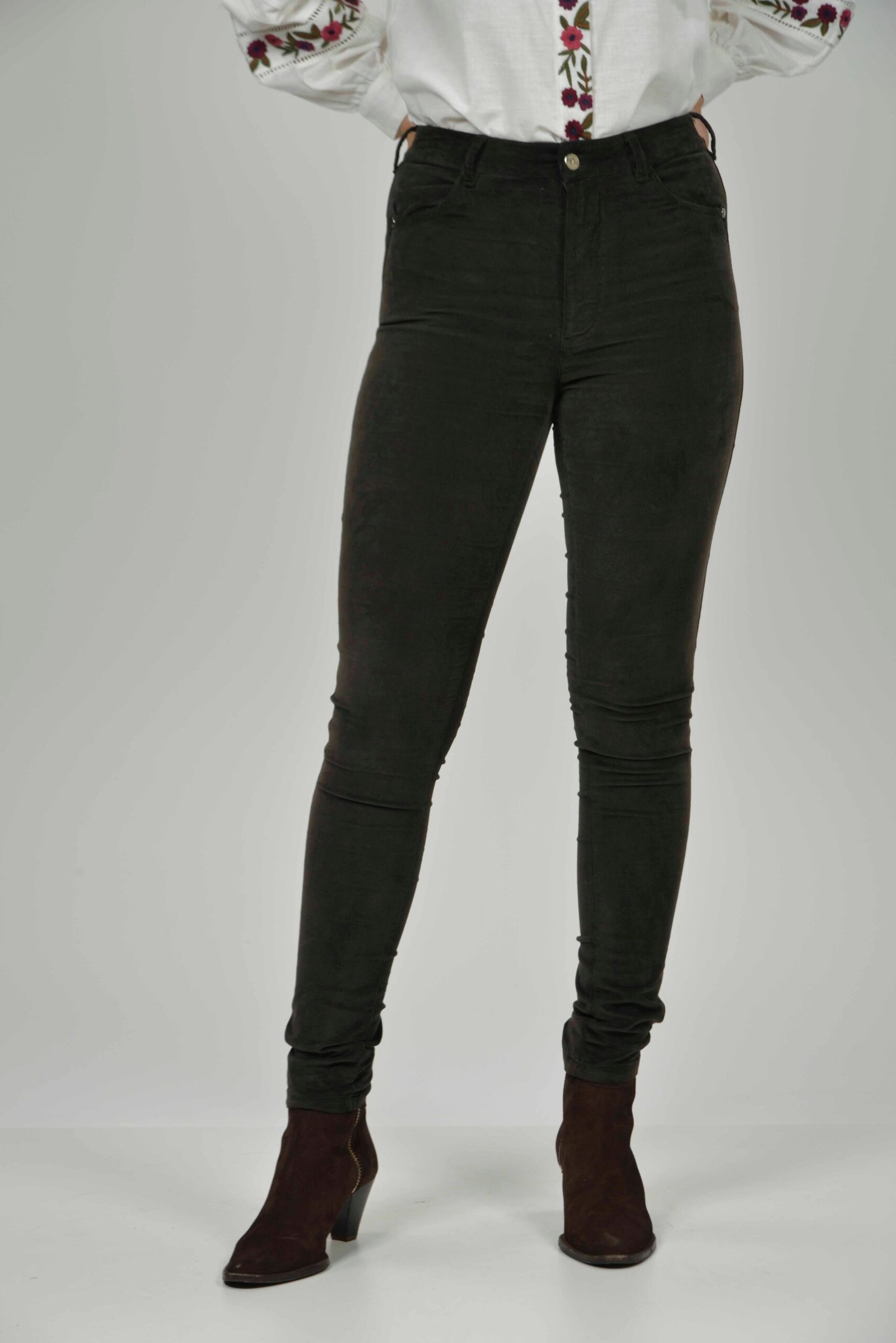ROSIE Super Skinny Olive Moleskin scaled