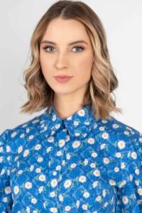 SUE Blue Bandana luxury cotton shirt with LYCRA 3 SUE Blue Bandana luxury cotton shirt with LYCRA