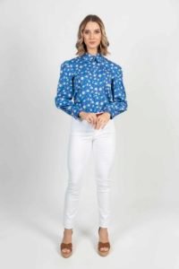 SUE Blue Bandana luxury cotton shirt with LYCRA 4 SUE Blue Bandana luxury cotton shirt with LYCRA
