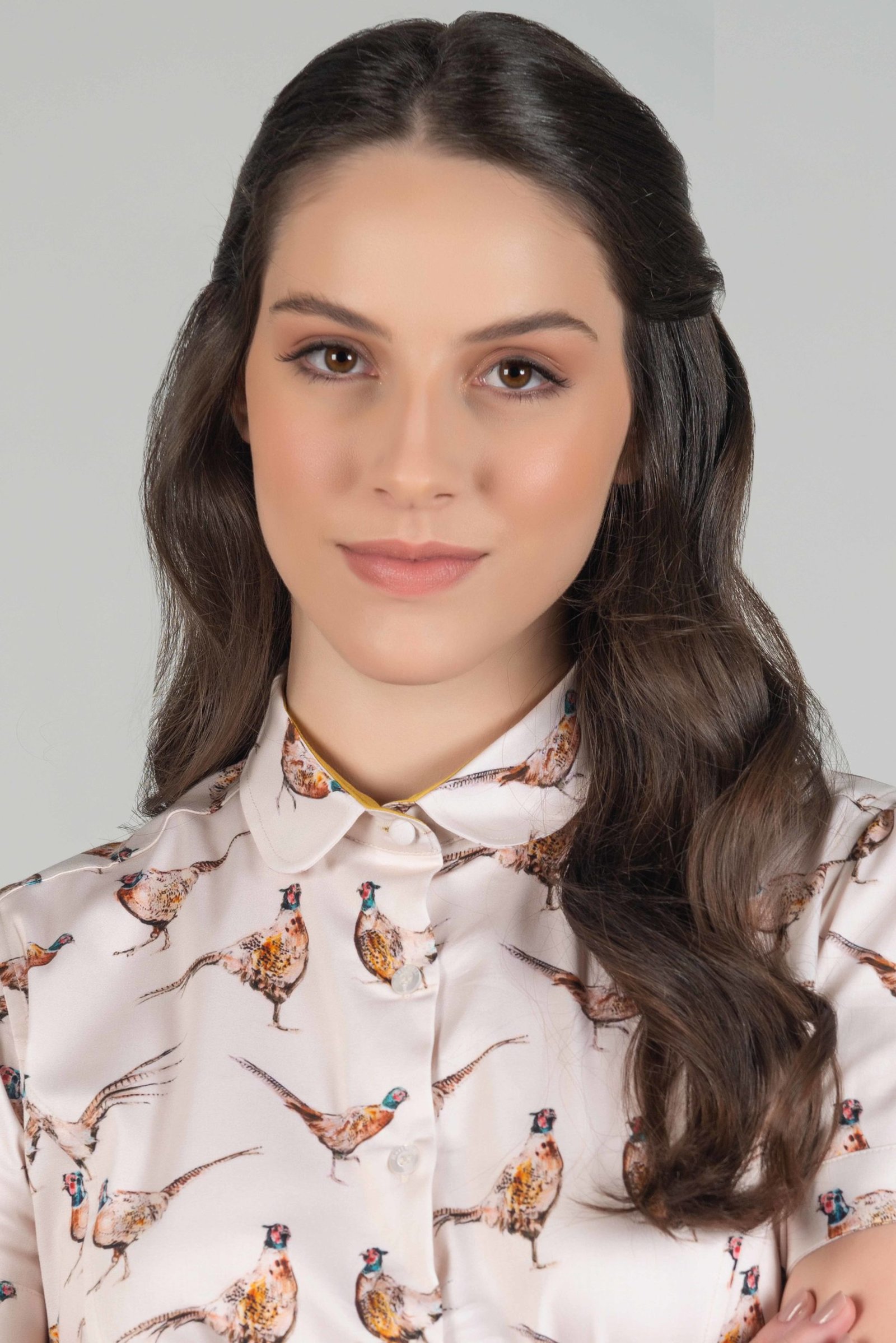 LUNA Beige Pheasants luxury short sleeve shirt with Lycra
