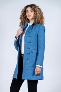 ANNA Blue Herringbone wool coat 2 Hartwell ANNA Blue Herringbone