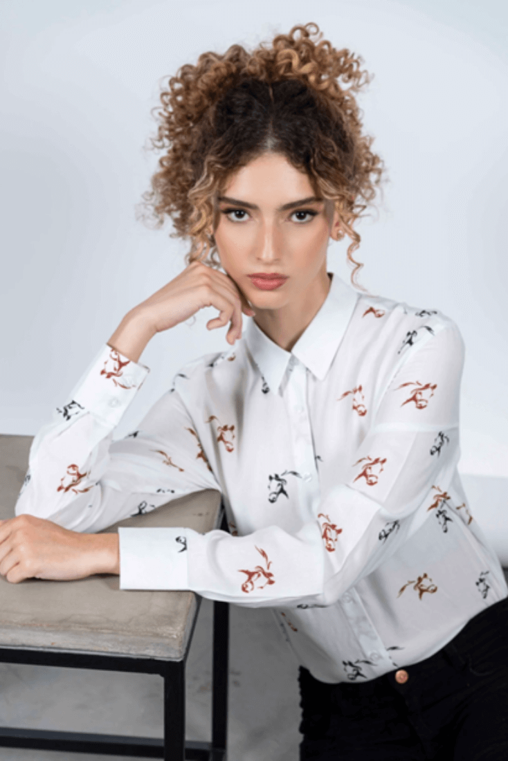 LYDIA Horse Heads Luxury Viscose Shirt