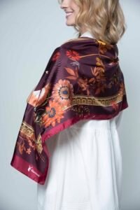 SABRINA 100% Italian silk scarf - WINE 2 Hartwell SABRINA Wine copy