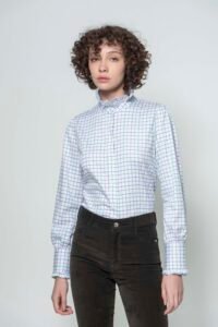 HAZEL Pink Check luxury cotton sateen shirt with LYCRA 3 Hartwell HAZEL Pink Check 2