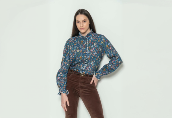 TALIA Blue Flowers luxury blouse 12 Img 1