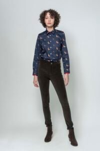 LAYLA Navy New Pheasants luxury cotton satin shirt with LYCRA 3 Hartwell LAYLA Navy New Pheasants 2