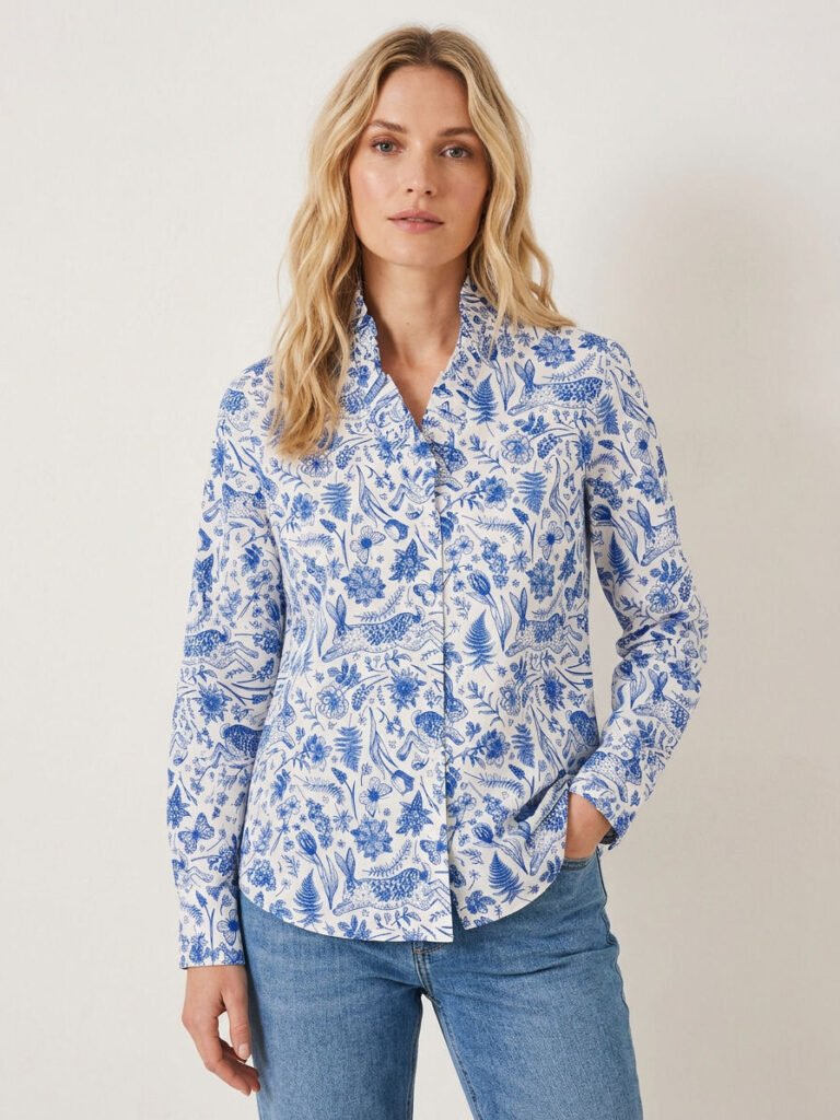 SUZANNE Blue Bunnies luxury cotton sateen shirt with LYCRA 2 SUZANNE Blue Bunnies