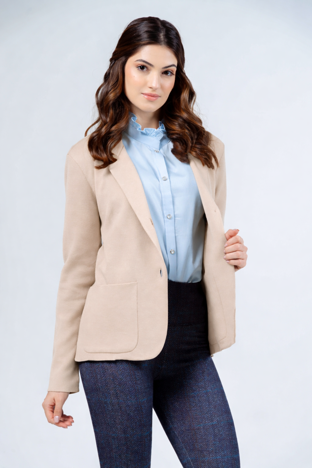 FIONNA Camel Knitted Blazer 8 1