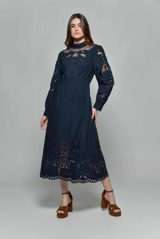 PATRICIA Navy Embroidered Dress 2 Hartwell PATRICIA Navy Embroidered Dress 1