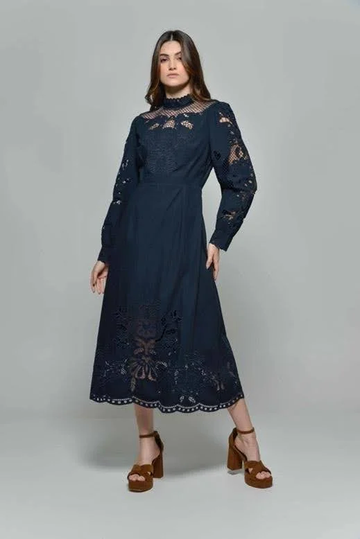 PATRICIA-Navy-Embroidered-Dress-1 Hartwell PATRICIA Navy Embroidered Dress 1