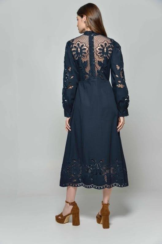 Hartwell PATRICIA Navy Embroidered Dress 3